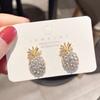 Luxury Full of Pearl Pineapple Stud Earrings for Women Korea Trendy Fruit Design Crystal Earring Temperament Jewelry Accessories