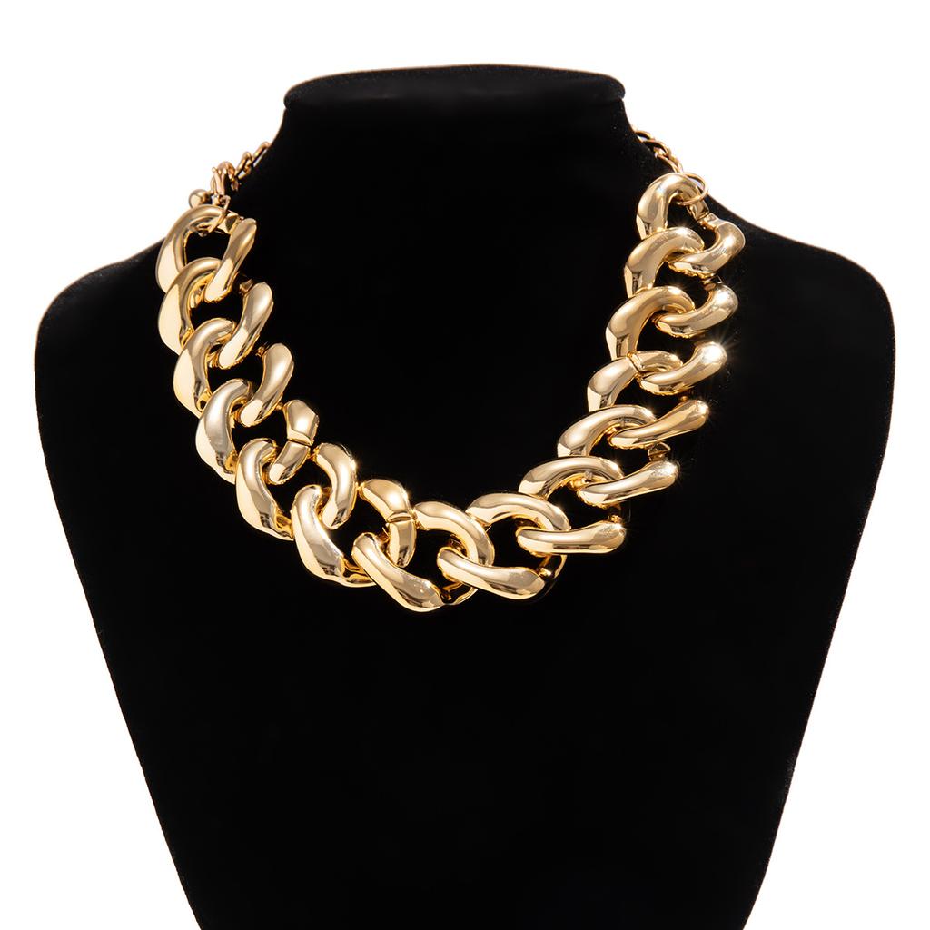 Punk Style Tide Cool Hip-hop Thick Chain Necklace Necklace Exaggerated Geometric Buckle Simple Necklace Jewellery