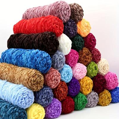 6pcs 600g Chenille Yarn  Washable & Ultra Durable Crochet Velvet Yarn Resilient Yarn for Cushions Bags Knitting Projects DIY Craft Supplies
