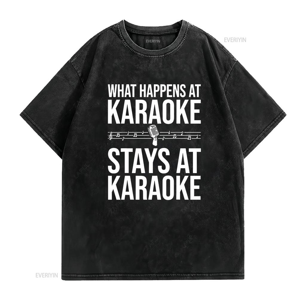 Funny Karaoke Designs For Singers Music Lovers T Shirt vintage Washed fashion streetwear Breathable Casual Stretched