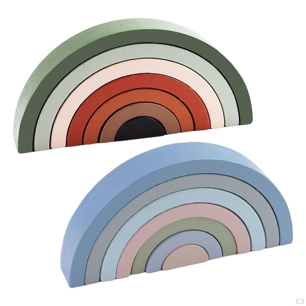 7 Pieces Rainbow Toy, Nesting Puzzle Montessori Toy Educational Toys, Geometry Building Blocks, for