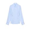 Spring New Women's Clothing Minimalist Style Waist Button Decoration Oxford Long Sleeves Lapel Shirt Tops 2190772