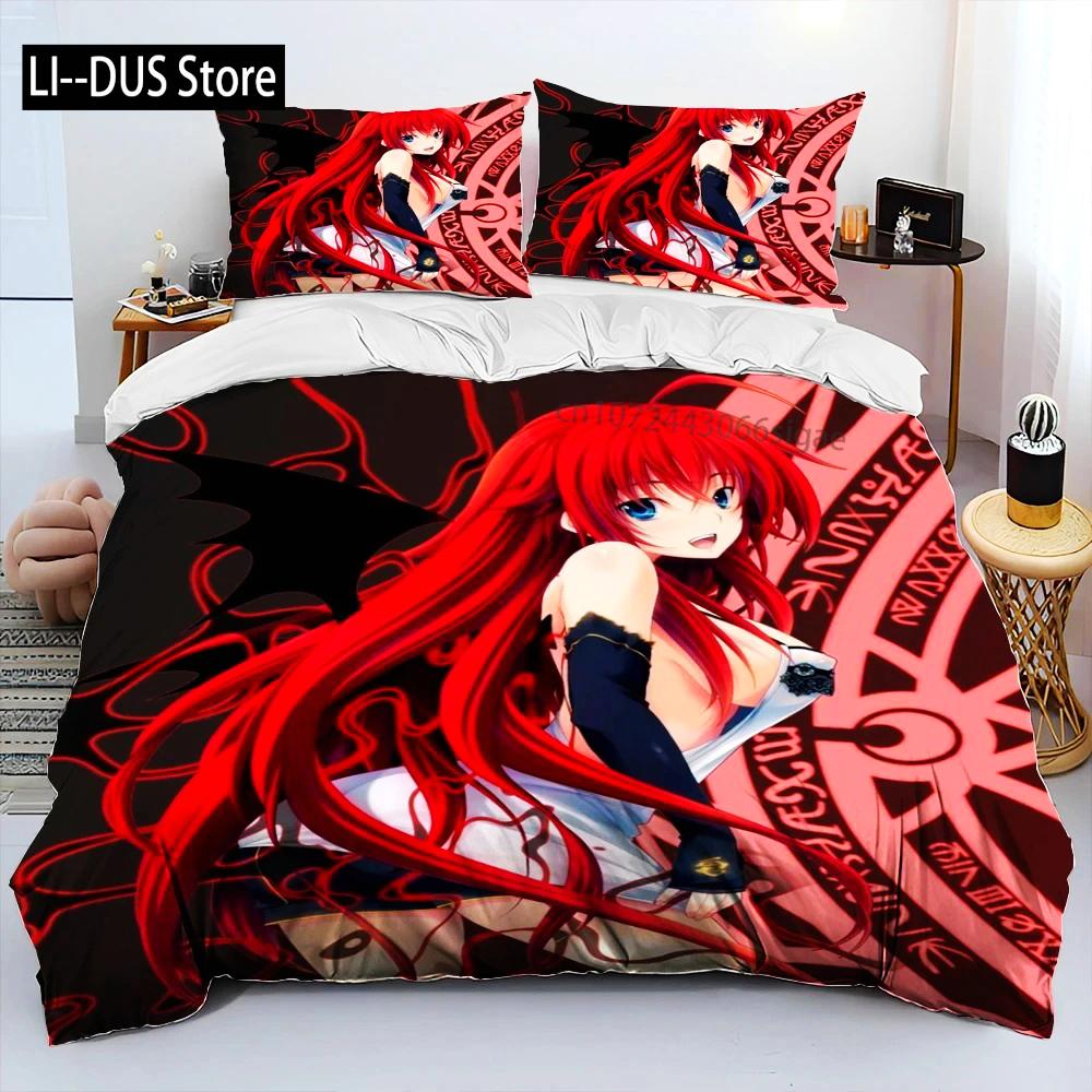 Sexy Girl High School DxD Anime Bedding Set Duvet Cover Bed Set Quilt Cover Pillowcase Comforter King Queen Size Boys Adult