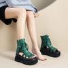 8cm Hoher Keilabsatz Leder Römische Sandalen mit Offener Zehenpartie Damen 2025 Frühling/Sommer Dicke Sohle Plateau-Schuhe
