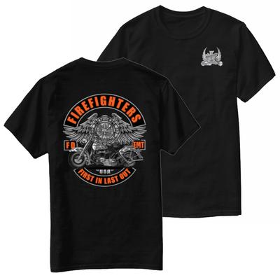Biker Firefighter First Responder Classic American Motorcycle TShirt 100 Cotton ONeck Short Sleeve Summer Casual Mens Tshirt