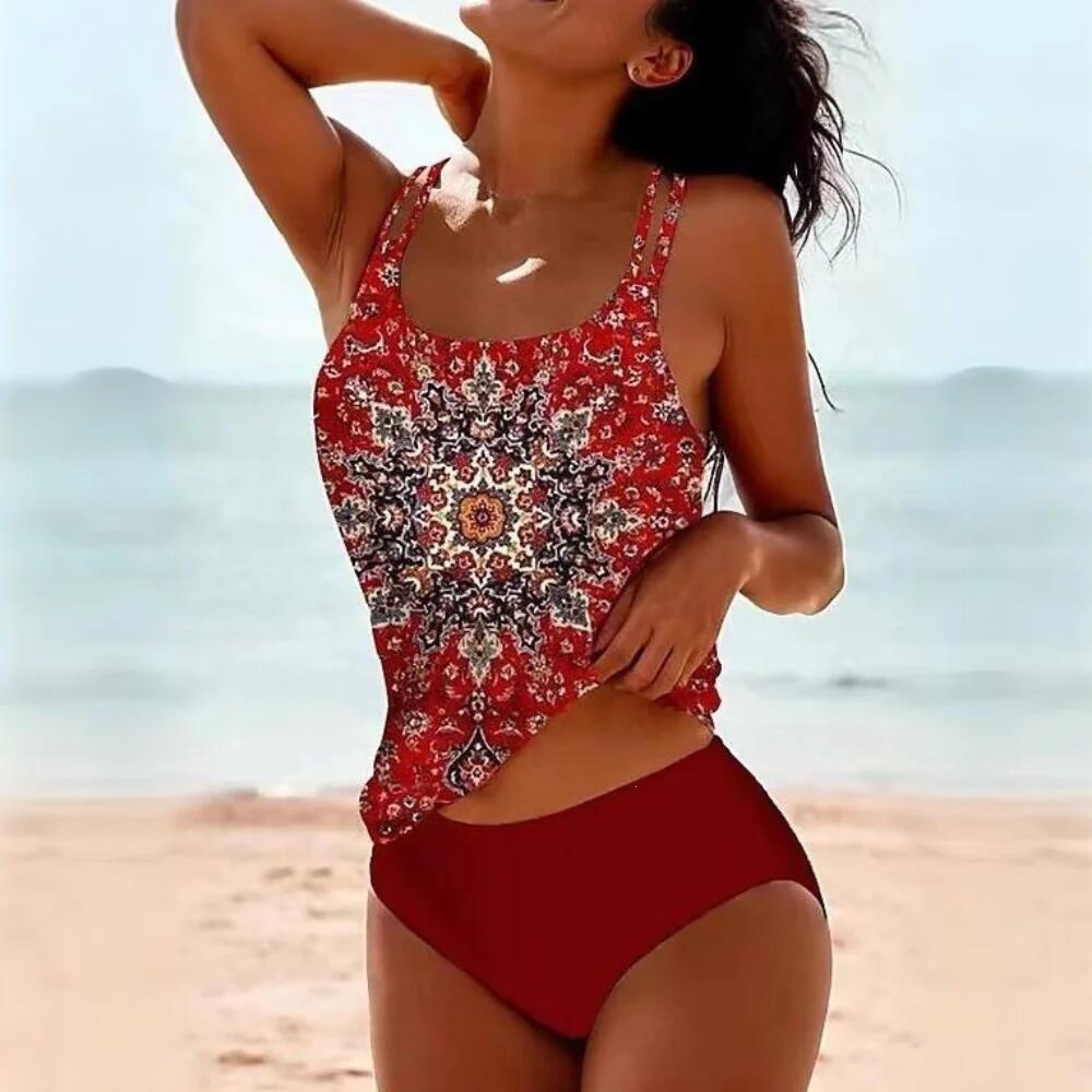 Retro-Print Badeanzug für Damen - Bermuda-Strandmode für das Meer