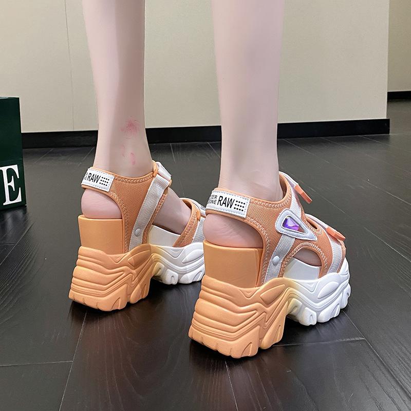 Fashion Platform Sandals Women 2025 New Summer Chunky Peep Toe High Heels Female Wedges Shoes for Women Fish Toe Red Sandalia