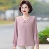 Mom's Spring and Autumn Chiffon Shirt Long Sleeve Middle Aged and Elderly Women's Top Clothes Spring Clothing