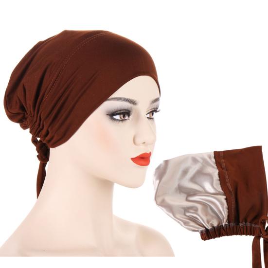 Women Turban Hat Pre Tied Drawstring Wrap Headscarf Sleep Hair Cover Skull Cap Chemo Cancer Headwear
