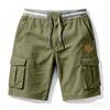 Pantalones Cortos Cargo Ligeros Transpirables con Cintura Elástica y Cordón, Estilo Casual Vintage para Hombre, Múltiples Bolsillos para Actividades al Aire Libre