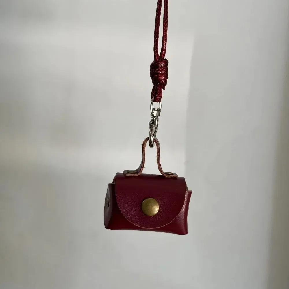 PU Suede Bag Necklace with Long Strap Leopard Print Long Necklace Coin Purse Pendant Wearing Key Bag Necklace Hanging Accessory