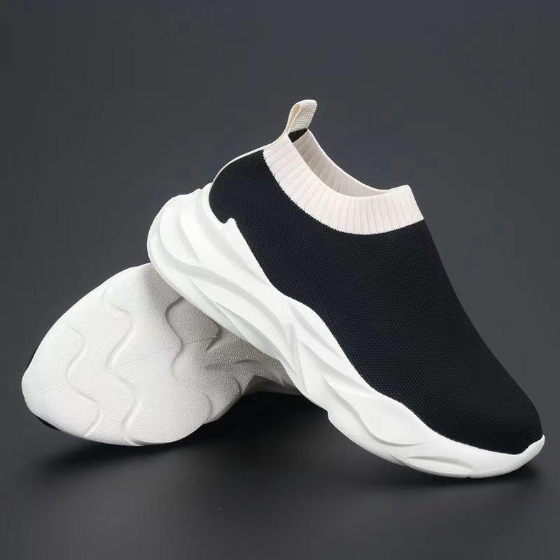 Men s Flyknit Breathable Casual Thick Sole Height-Increasing Trendy Sneakers 43
