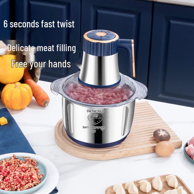 110V Stainless Steel Meat Grinder & Multifunctional 5L Food Processor: Mincer, Garlic Masher, Dough Kneader for Home Use