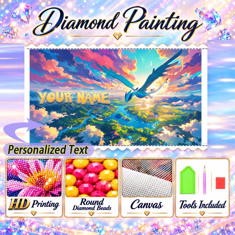 Personalized Lugia Diamond Art Custom Name 5D Diamond Painting Full Drill DIY Craft