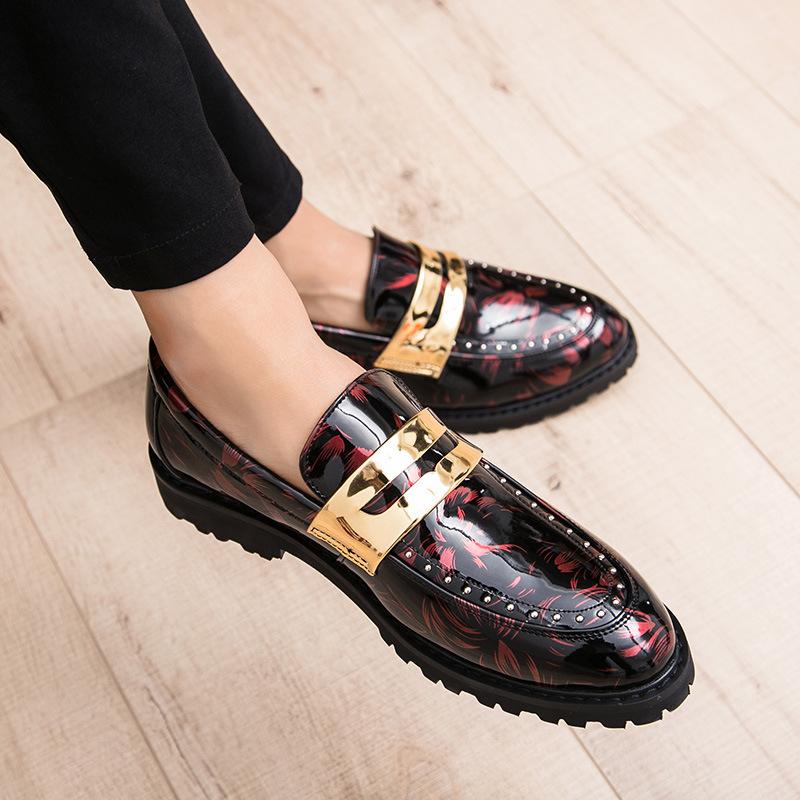 Foreign trade business dress new men's square head casual small leather shoes Korean version trendy hairstylist thick-soled white single shoes