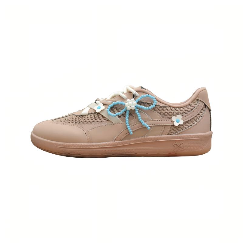 Anta Little White Flower Trendy Versatile Comfortable Shock Absorbing Breathable Low Top Skate Shoes Women sneaker Brown Gray 122628036-2 35.5