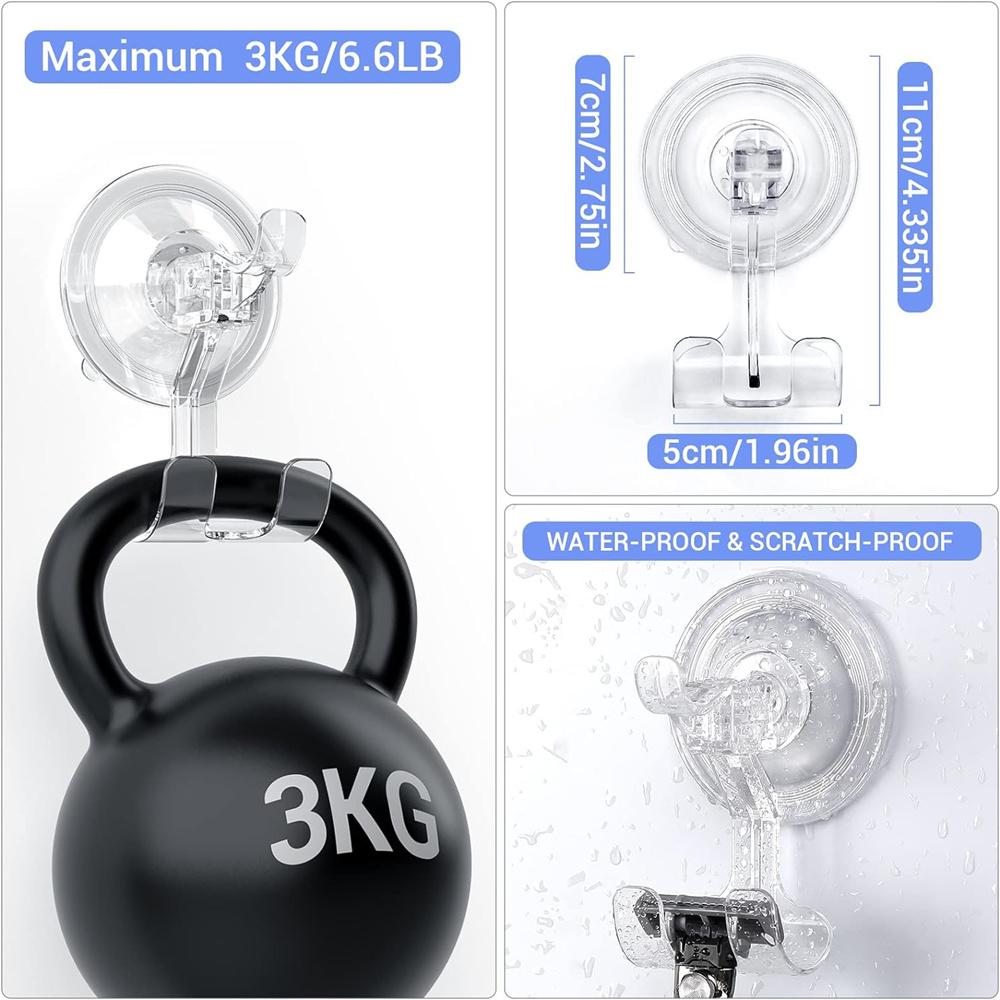 2 Saugknapfhaken Abnehmbar Wiederverwendbar Dusche Rasierer Haken Wasserdicht Starker Vakuumsaugknapfhaken Aufbewahrungshalter Aufhänger