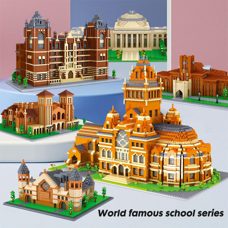 5379PCS City Mini World Famous School Series Architecture Model Building Blocks Educational Bricks Toys for Children Gifts
