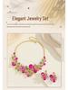 European & American Crystal Gemstone Floral Necklace & Earring Set - Colorful Evening & Bridal Accessories