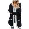 Women Winter Wool Cardigan Solid Patchwork Jacket Sweater Long Loose Thick Coat Cardigan