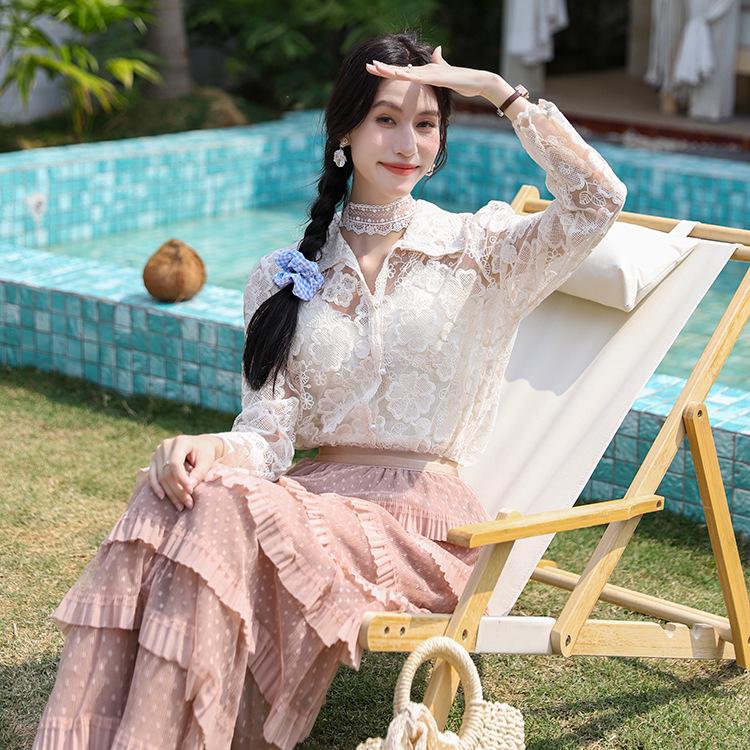 Fei Yuan Polka Dot Rüschen Schlankmachender Rock - Damenmode Schichtkuchen Design