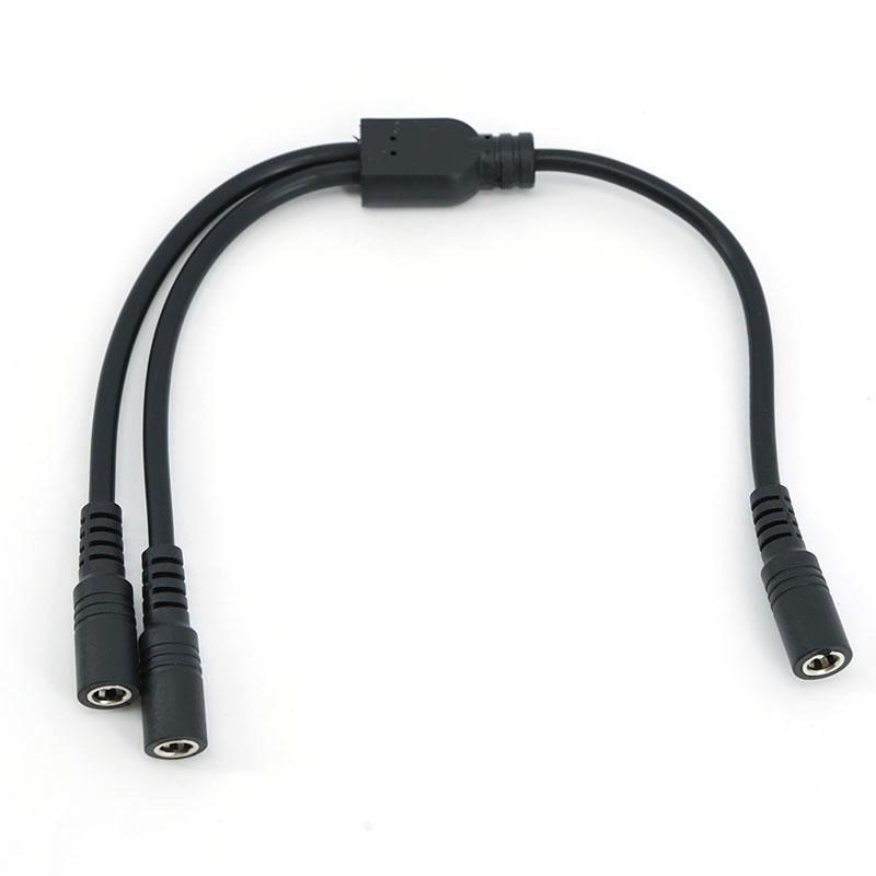 30CM 18awg 3 way DC female Splitter cable 1 female to 2 female 2 Way 5.5*2.1mm Connector DC Power Supply Extension line