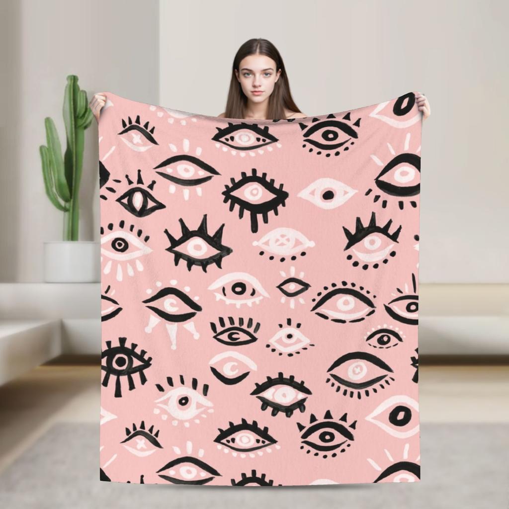 Beauty Eyelash Blanket Cartoon Fuzzy Vintage Warm Throw Blankets for Home Restaurant Decoration
