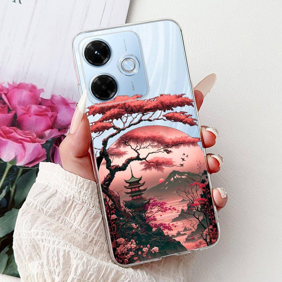 New For Xiaomi Redmi 13x 4G Case Cute Cartoon Panda Machine Flower TPU Soft Silicone Cover For Xiomi Redmi 13X Shockproof Bumper