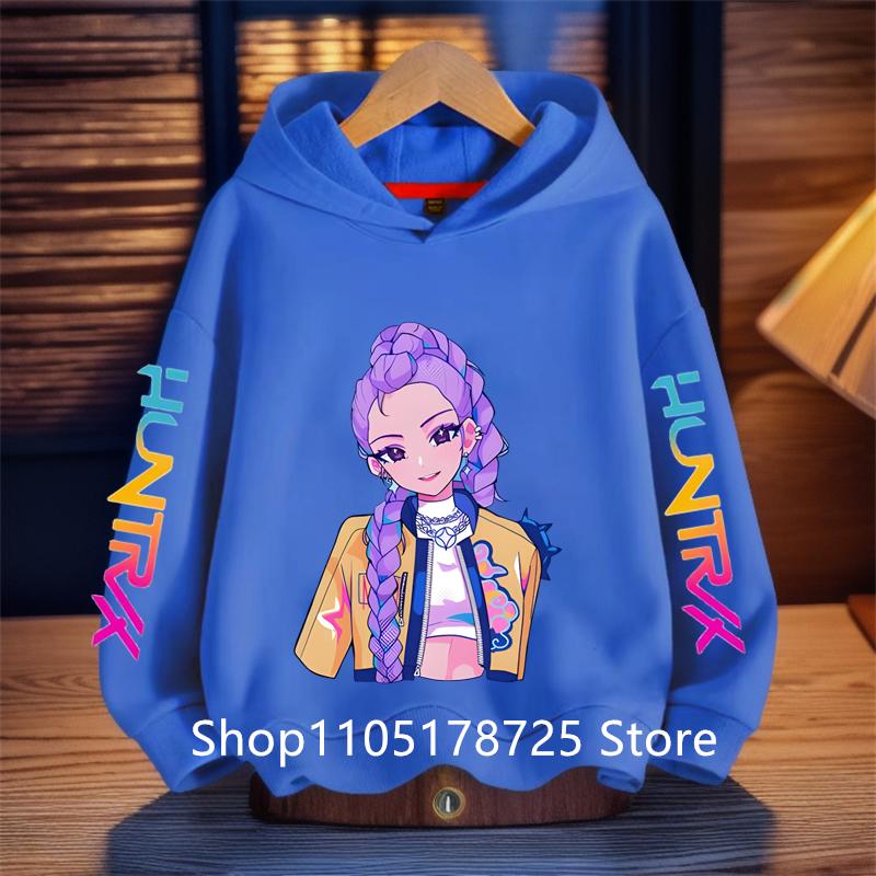 New KPop Demon Hunter Cartoon Girls Boys Hoodies Children's Korean Wave Print Fashion Casual Tops Casual Girls Clothing Warm
