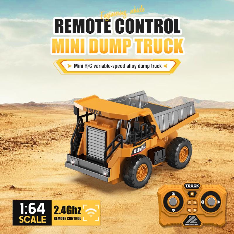 1/64 Rc Excavator Desktop Mini Rc Car Remote Control Truck Engineering Vehicle Toy Trucks Children Toys Boys Kid Christmas Gifts