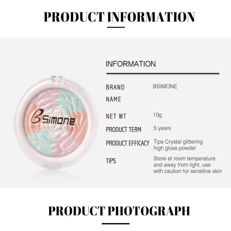Bsimone Diamond Highlighter Powder Palette Glitter Face Contour Brighten Makeup Shimmer Ultra-Concentrated Illuminate Cosmetic