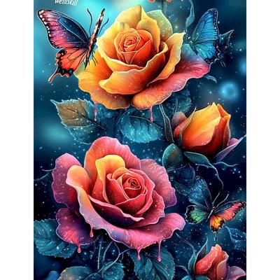 Pintura de Diamantes 5D DIY Flores de Rosa Imagen de Pedrería Corazón Orilla del Mar Artesanía Mosaico Bordado de Diamantes Nuevo Llegada Regalo