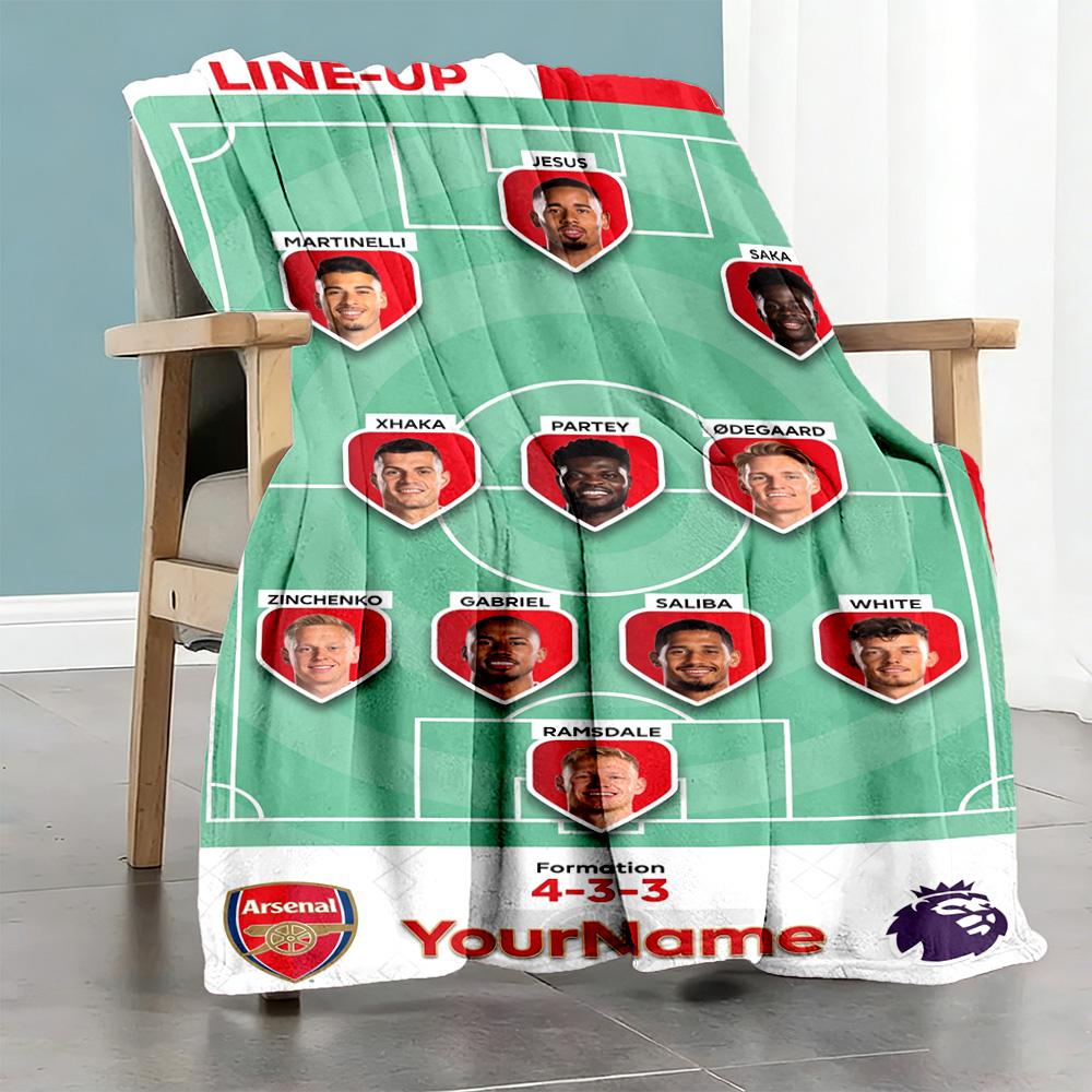 Arsenal Customize Your Name Blanket Cozy Customizable Blanket Ultra-Soft Suitable for Bedding Office Chair Nap All-Season Use
