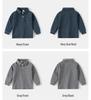 Children's 2024 Long-Sleeve Polo Shirt: Thickened Lapel Korean-Style Top for Boys - Autumn Collection.
