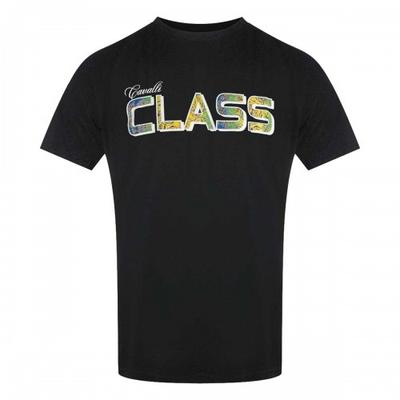 Cavalli Class Mens Vibrant Floral Logo T-Shirt