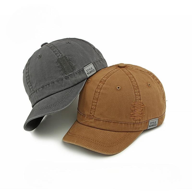 Vintage Washed Cotton Short Brim Baseball Cap Men Women Korean Streetwear Soft Top Peaked Cap Casual Sun Protection Dad Hat