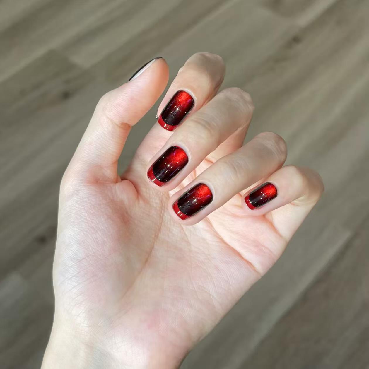 24 шт. Черно-красные стеклянные бусины «Кошачий глаз» Наклейки для ногтей: Осенне-зимний высококачественный отбеливающий и простой в носке маникюр