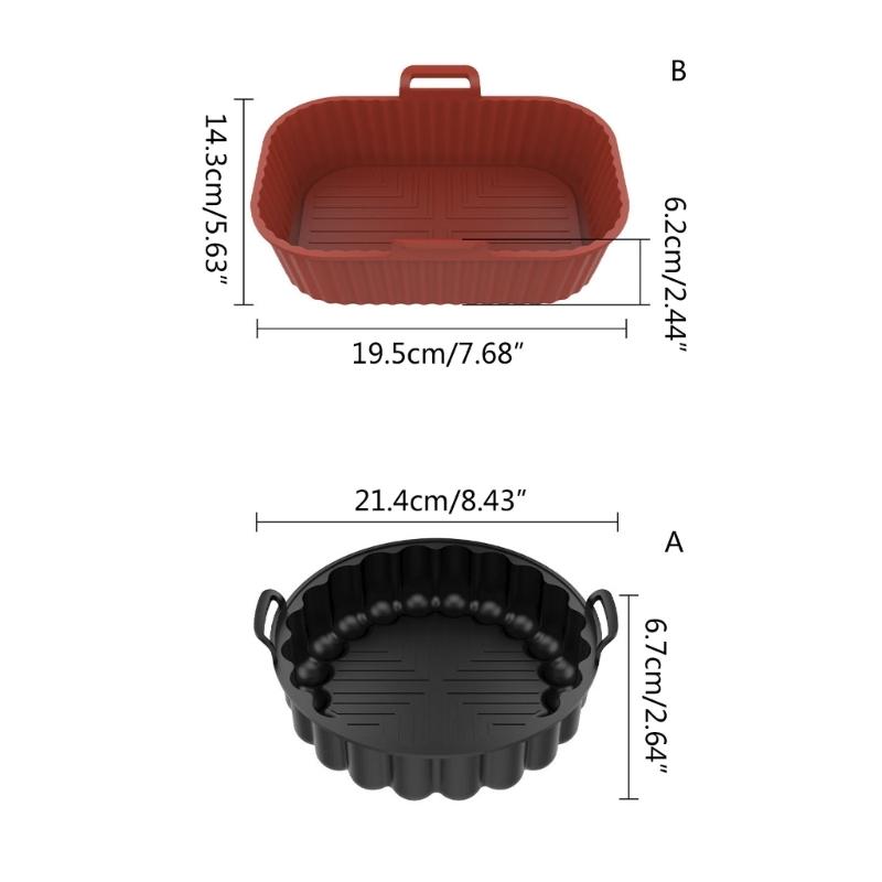 Rectangular/Round Air Fryer Pad NonStick Silicone Mat Reusable Air Fryer Accessories Silicone Material for Air Fryer