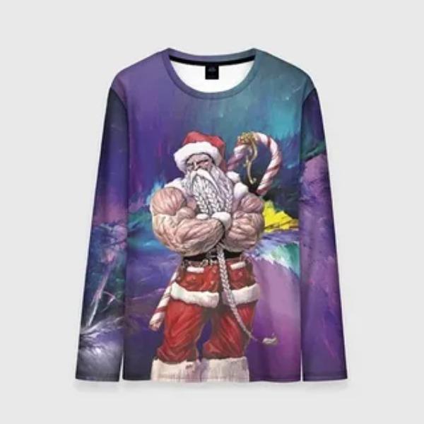 Men's Long Sleeved T-shirt Creative Santa Claus 3D Digital Printing Comfortable Plus Size Personalized Fashion Autumn Winter Long Sleeved T-shirt