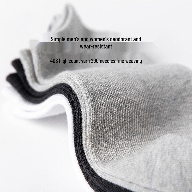 Odor-Resistant Cotton Disposable Socks: Unisex, Black/White/Gray, Sweat-Absorbent, No-Wash, Summer Thin Style.