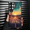 America Route 66 Plating Phone Case For Samsung Galaxy S24 S25 FE S26 Edge S23 Ultra S22 S21 Plus S20 Anti-Fall Airabag Cover