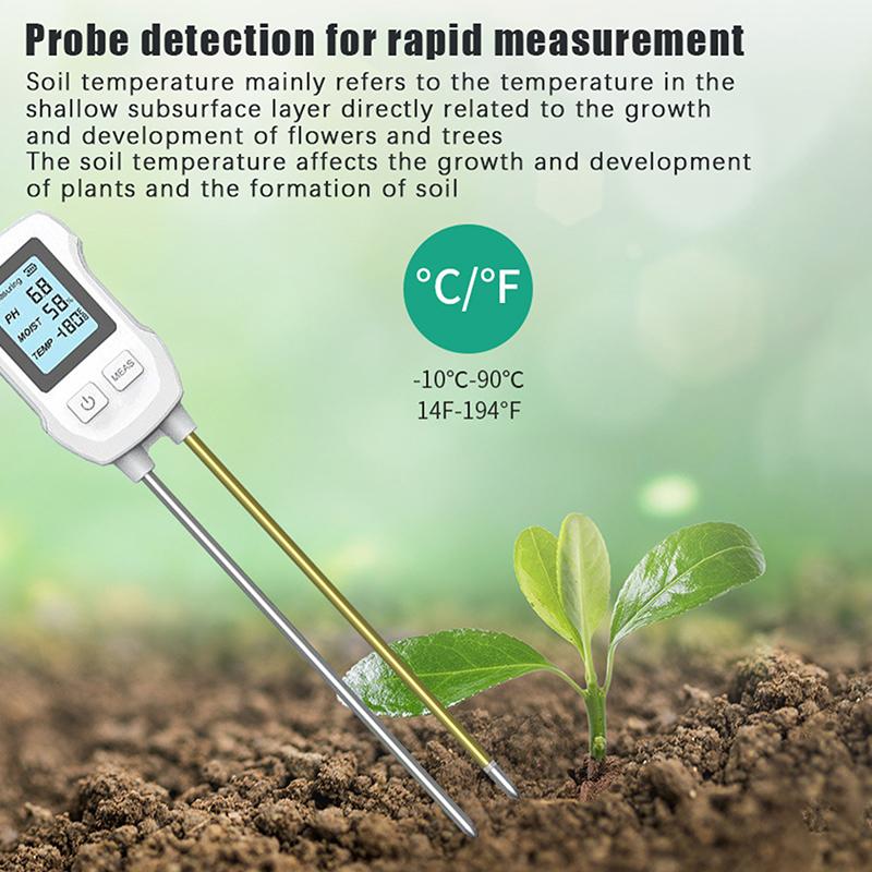 3 In 1 Digital Lcd Soil Meter Temperature Humidity Ph Meter With Backlight Plant Measuring Instrument For Flower Plants Garden