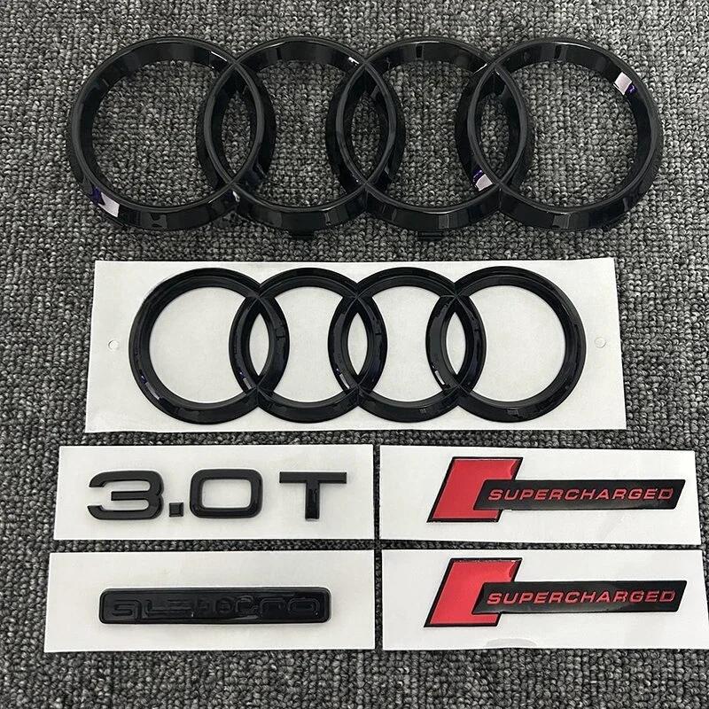 2026 7pcs/set For Audi A7 front and rear four-ring logo 2012-2018 Quattro 3.0T tail logo supercharged combined modified car sticker.
