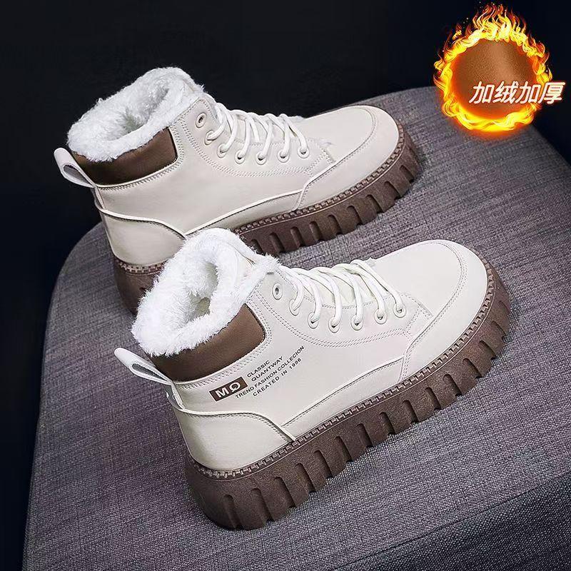 Winter velvet high-top Martin boots women's versatile thickened warm cotton shoes platform casual snow boots short boots women