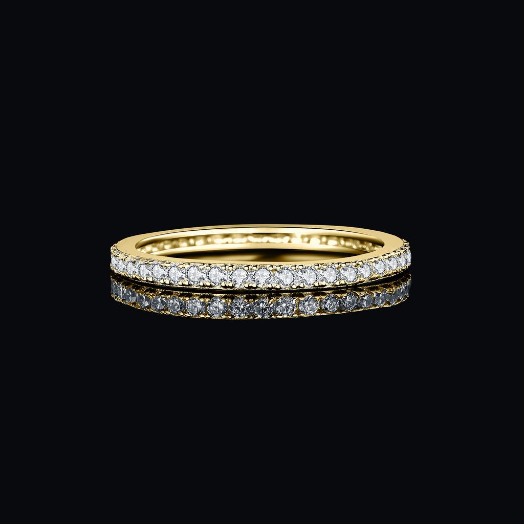 JewelryPalace Moissanite D Color Eternity Total Sterling Silver Wedding Band Ring for Women Yellow Rose Gold Plated