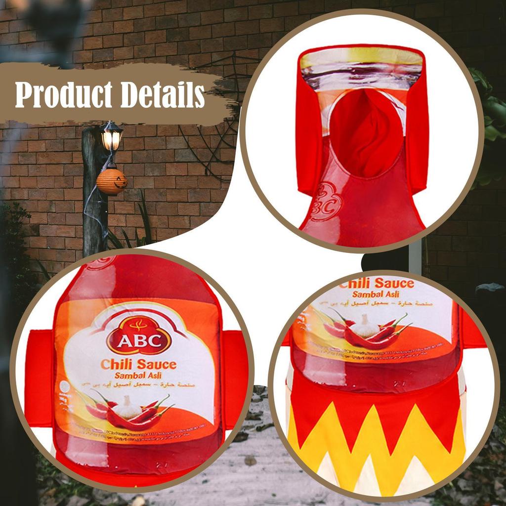 Halloween Chili Sauce Bottle Costume Clothes Cosplay Apparel for Party Supplies
