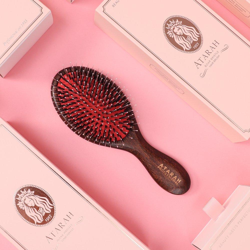 Atarah Donmo Cushion Wooden Compact Hair Brush AT-PWCB