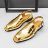 Sandali Gladiatore Estivi da Uomo Oro Argento Punta Aperta Fibbia a Cinturino Pelle Scarpe Casual Traspiranti Sandali da Spiaggia Pantofole da Esterno