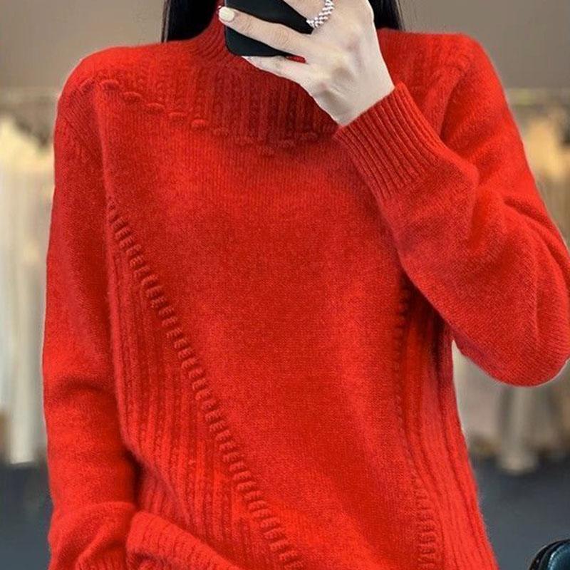 Svetr Dámský Podzim Zima Zesílený Hřejivý Pletený Pružný Dlouhý Rukáv Oversized Top