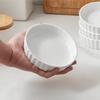 6pcs Kitchen Baking Container Ceramic Creme Brulee Ramekins Round Shallow Tart Baking Pan White Pie Baking Tray Pudding
